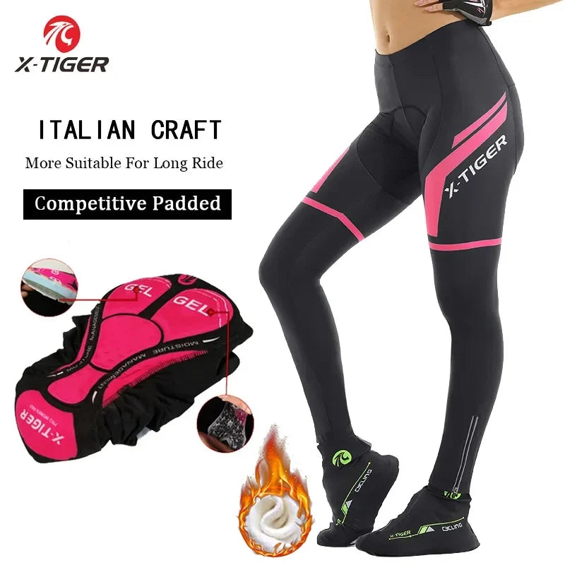 X-Tiger Women's Winter MTB Cycling Tights | 5D Gel Pad