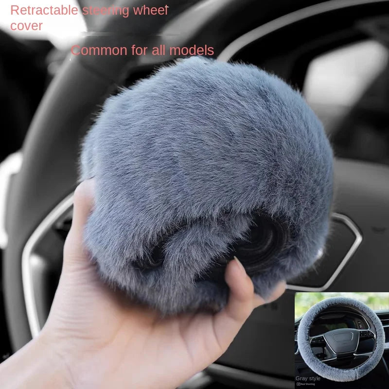 Winter Plush Retractable Steering Wheel Cover – Universal Fit