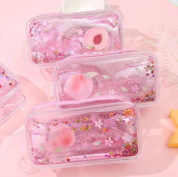 Quicksand Pencil Case – Avocado & Peach Large Capacity PVC