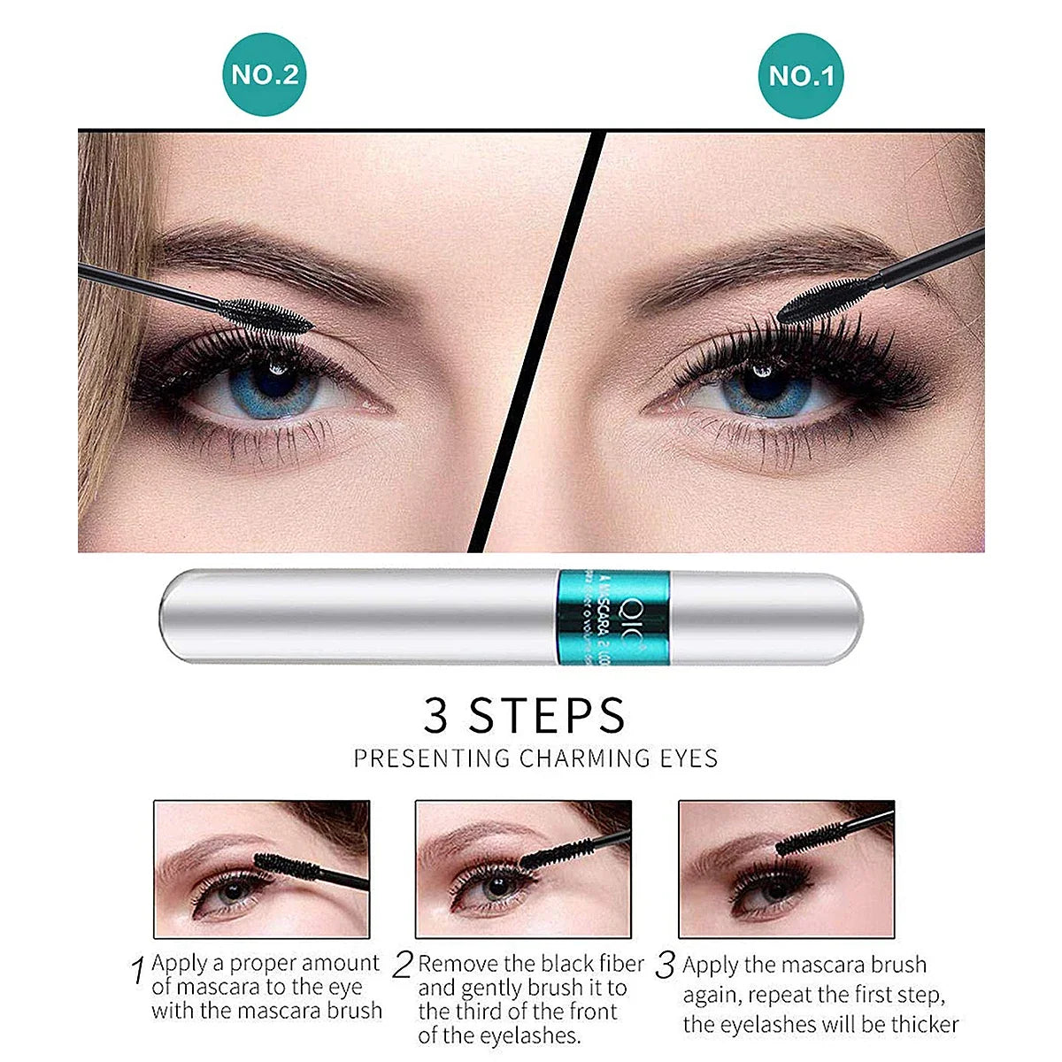 QIC Silk Fiber Mascara – Waterproof, Lengthening & Curling