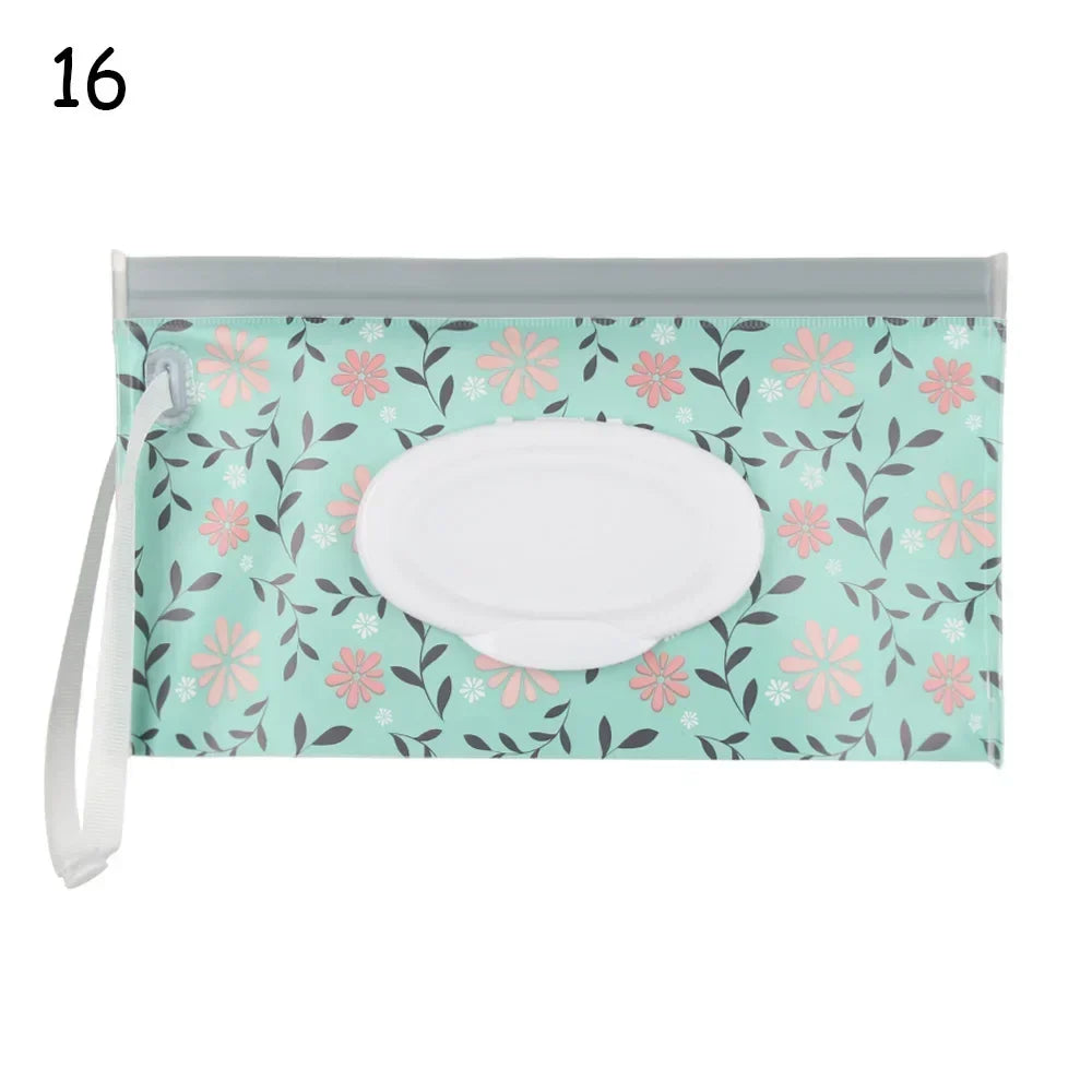 Baby Wet Wipes Carrying Case Bag | Stroller Snap-Strap Clutch