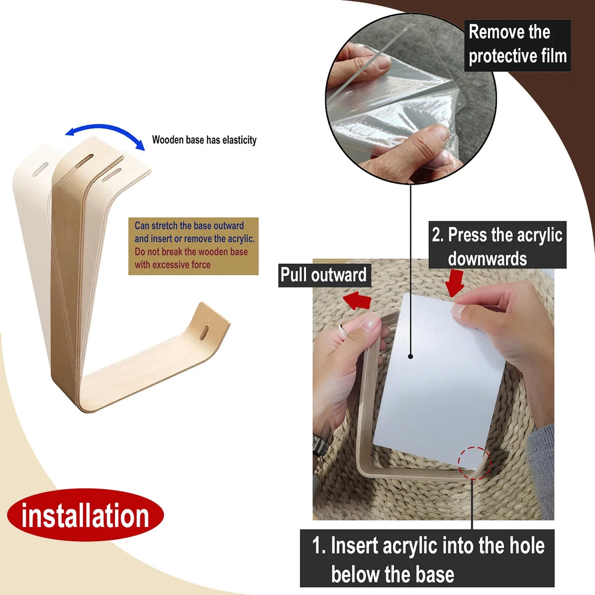 Acrylic Wooden Photo Frame Calendar Double-sided Frames Wedding Party