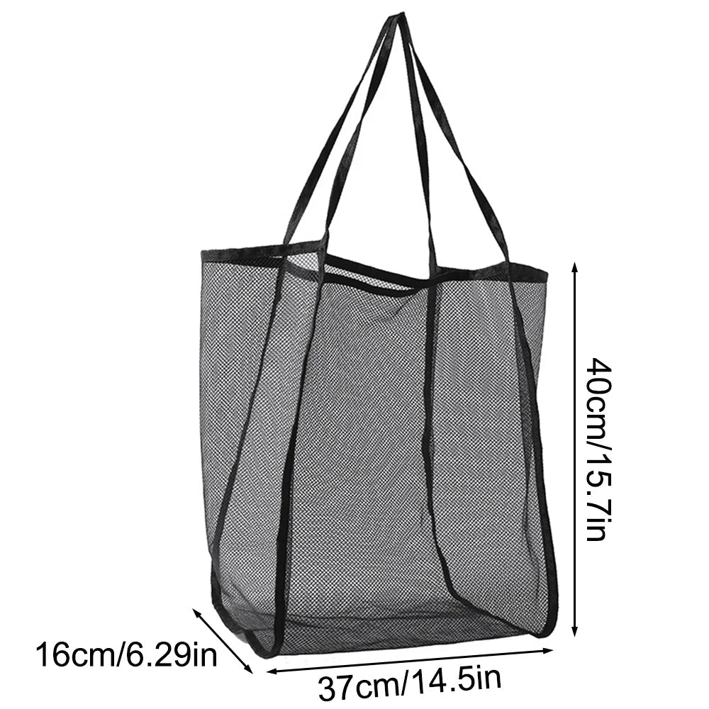 Large Mesh Beach Bag with Zipper Pocket – Pool & Travel Tote
