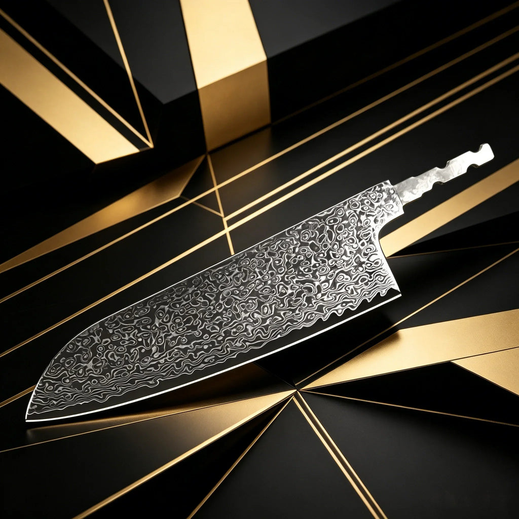 Damascus Steel DIY Knife Blank – Hand-Forged Cleaver Blade