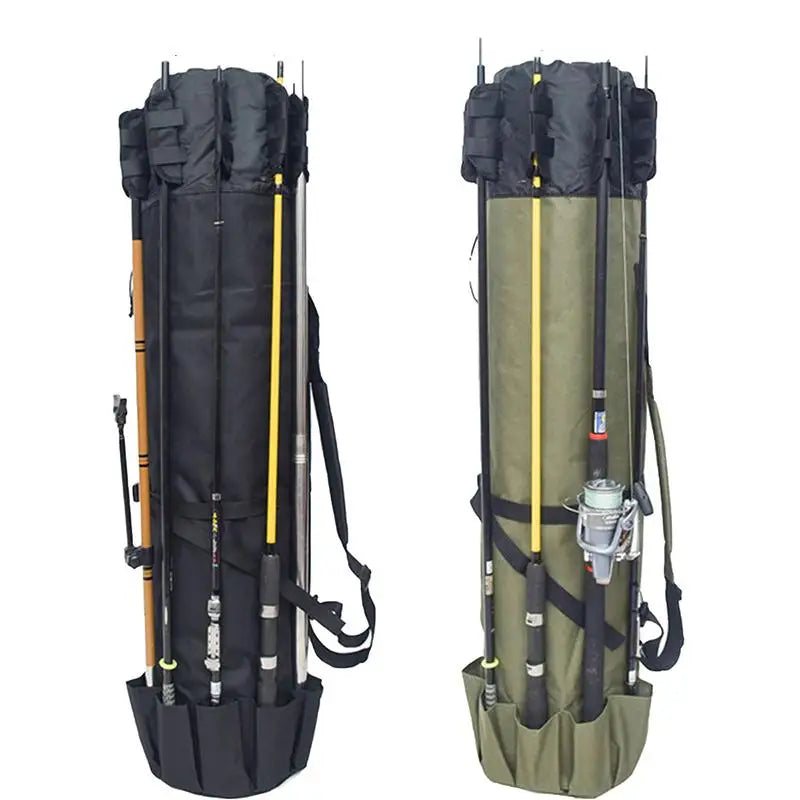Portable Fishing Rod Storage Bag Waterproof Canvas Travel Case