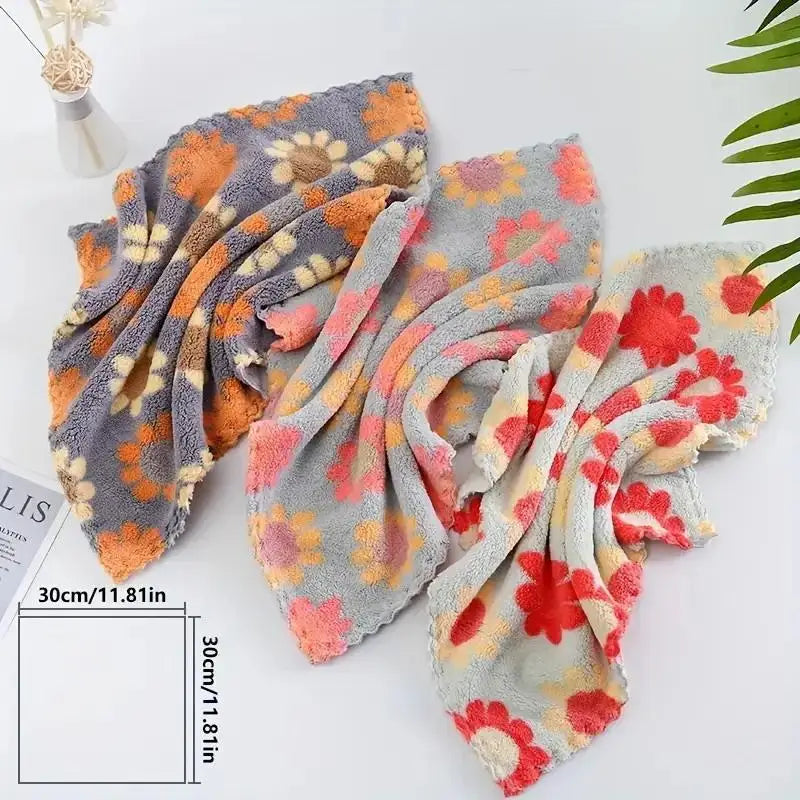 Kitchen Cleaning Cloths Soft Absorbent Dishcloth Coral Sunflower