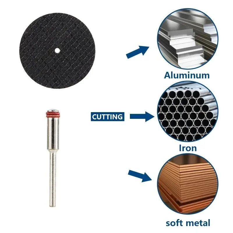 32mm Abrasive Cutting Discs & Mandrels for Rotary Tools 11/21/54pc