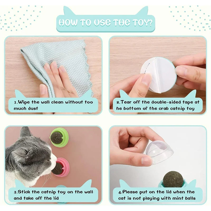 Rotating Catnip Ball Toy – Interactive Lick & Teething Toy for Cats