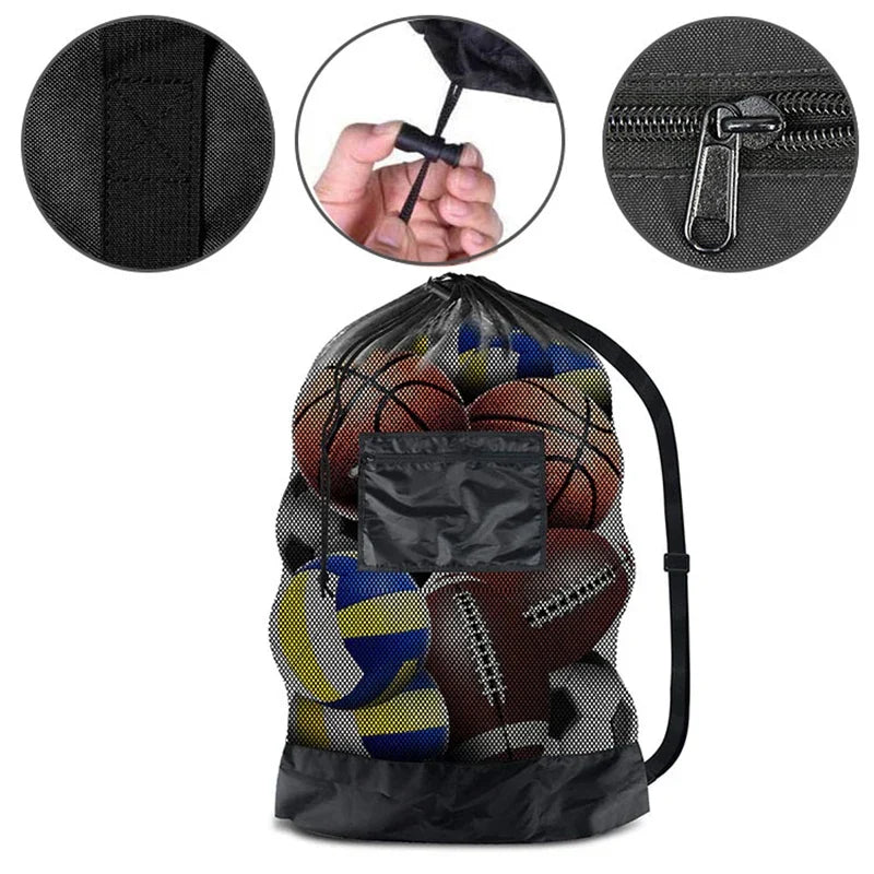 Extra Large Mesh Ball Bag – Drawstring Sports Storage Net