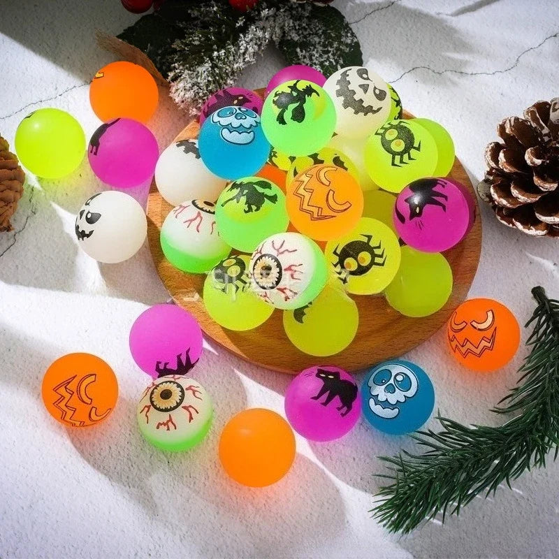 Halloween Luminous Bouncy Ball Pumpkin Witch Rubber Toys Kids