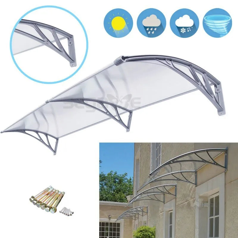 Arched Polycarbonate Door Awning – Wall Mounted Rain Canopy