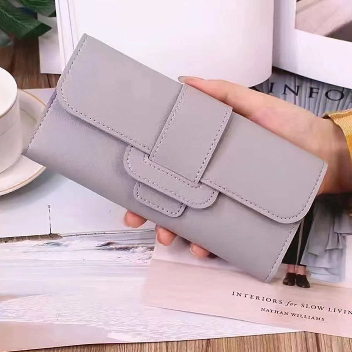 Ultra Slim Trifold Wallet for Women – Water-Resistant PU Leather