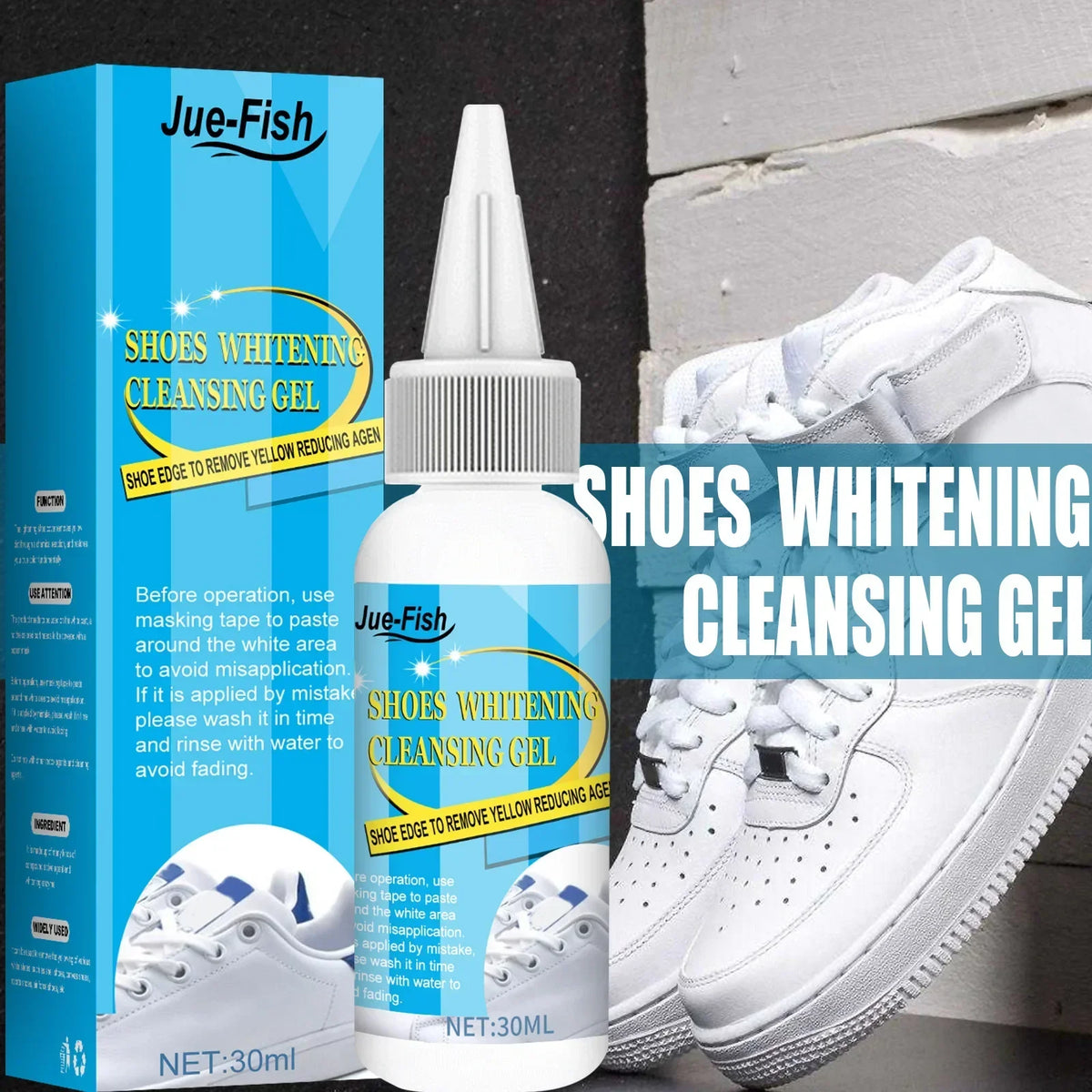 Jue-Fish White Shoe Cleaning Gel | Sneaker Stain & Yellow Remover