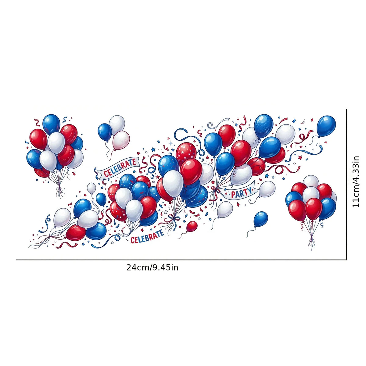 Patriotic Red White Blue Balloon UV DTF Sticker | 16oz Cup Decal