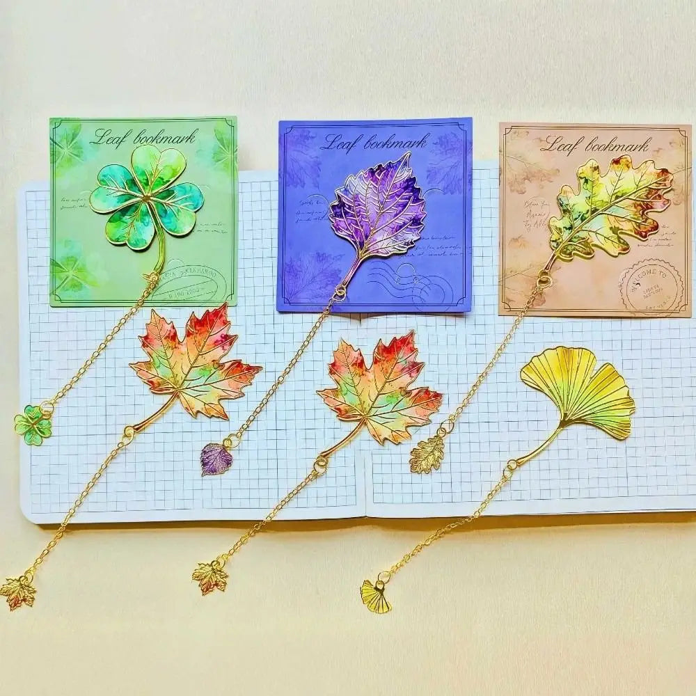 Gilt-Edged Leaf Metal Bookmark | Elegant Stainless Steel Gift
