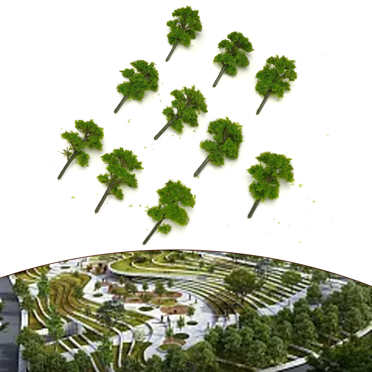 10pcs 7cm Miniature Tree Models – Train, Wargame & Diorama Scenery