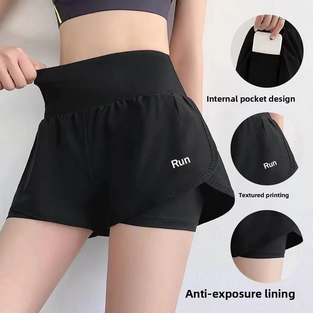 Women's 2-in-1 Yoga Shorts | Anti-Glare, Quick-Dry, Pockets