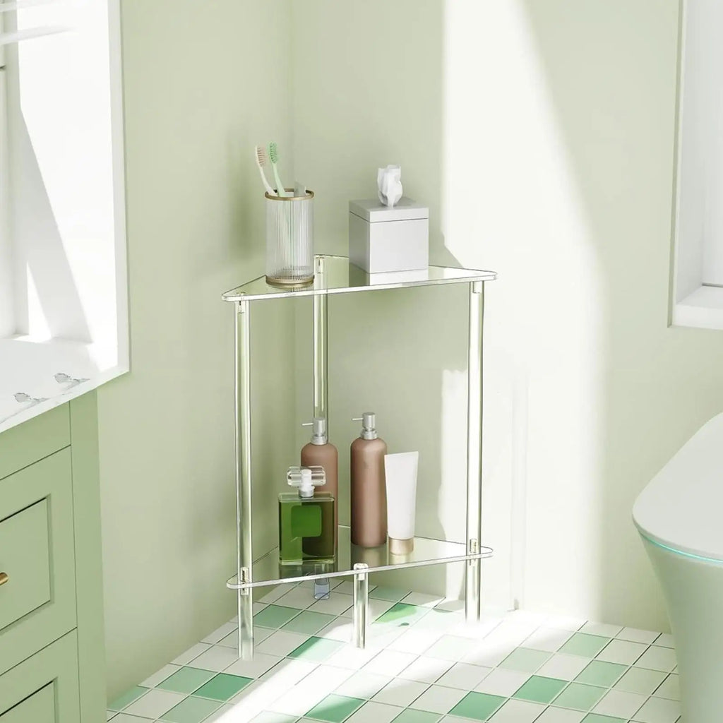 Transparent Acrylic End Table | 2-Tier Compact Side Table