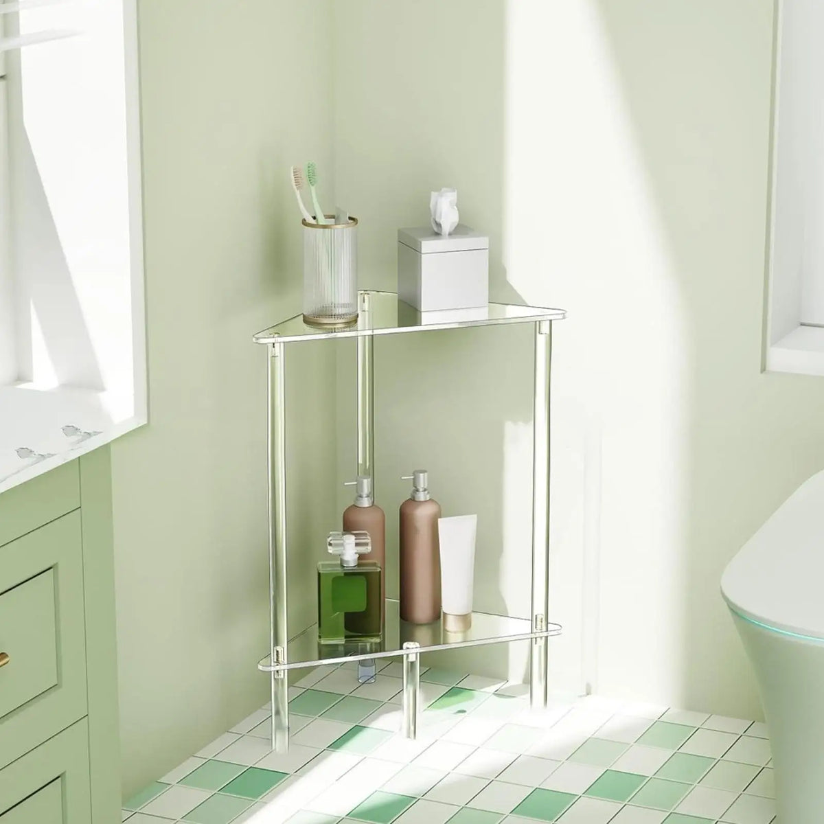 Transparent Acrylic End Table | 2-Tier Compact Side Table