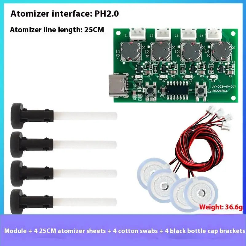USB-C Mini Humidifier DIY Kit – 4-Spray Mist Maker & Atomizer