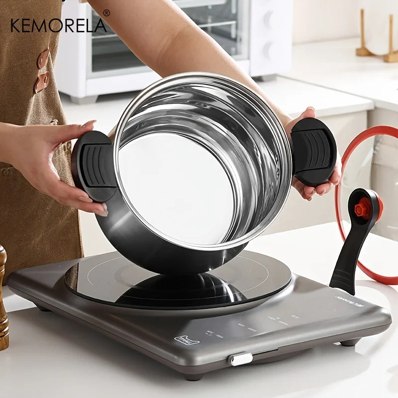 KEMORELA 22cm Stainless Steel Stockpot with Glass Lid