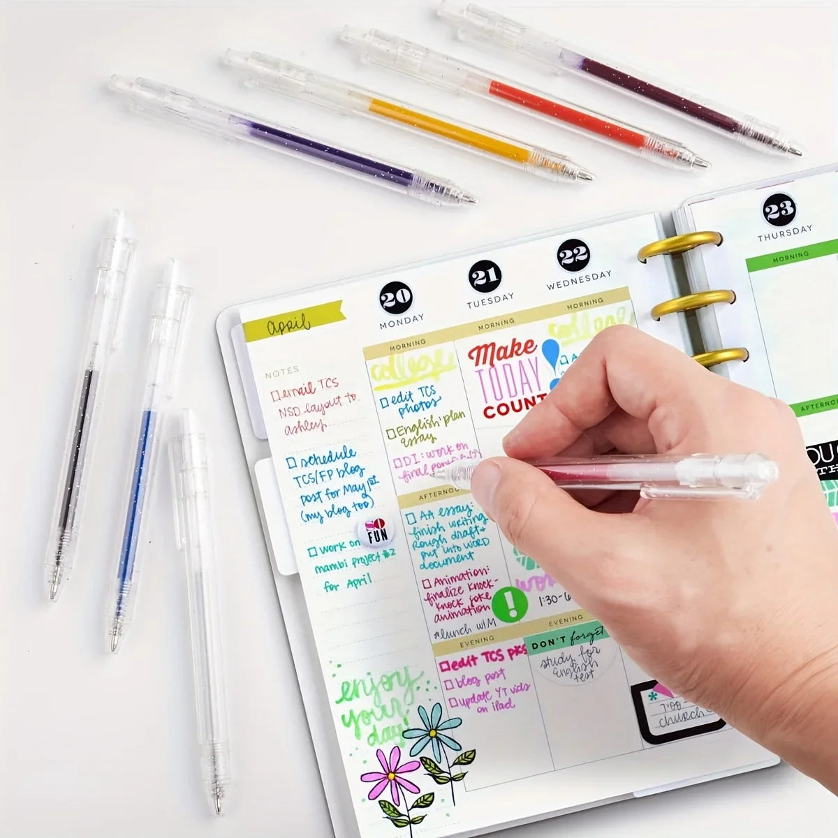 Glitter Gel Pen Set 8/12/18-Piece | 48 Colors Water-Based Ink
