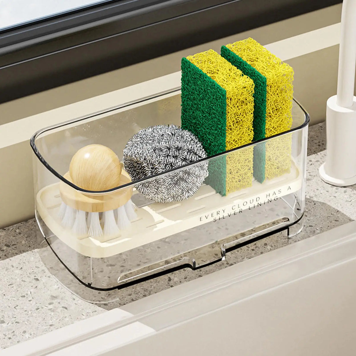 Self-Draining Sponge Holder Sink Caddy Kitchen Organizer