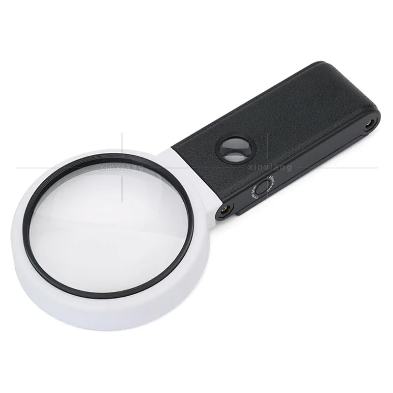 6X 25X Folding Magnifier with 8 LED Lights | Jewelry & Currency