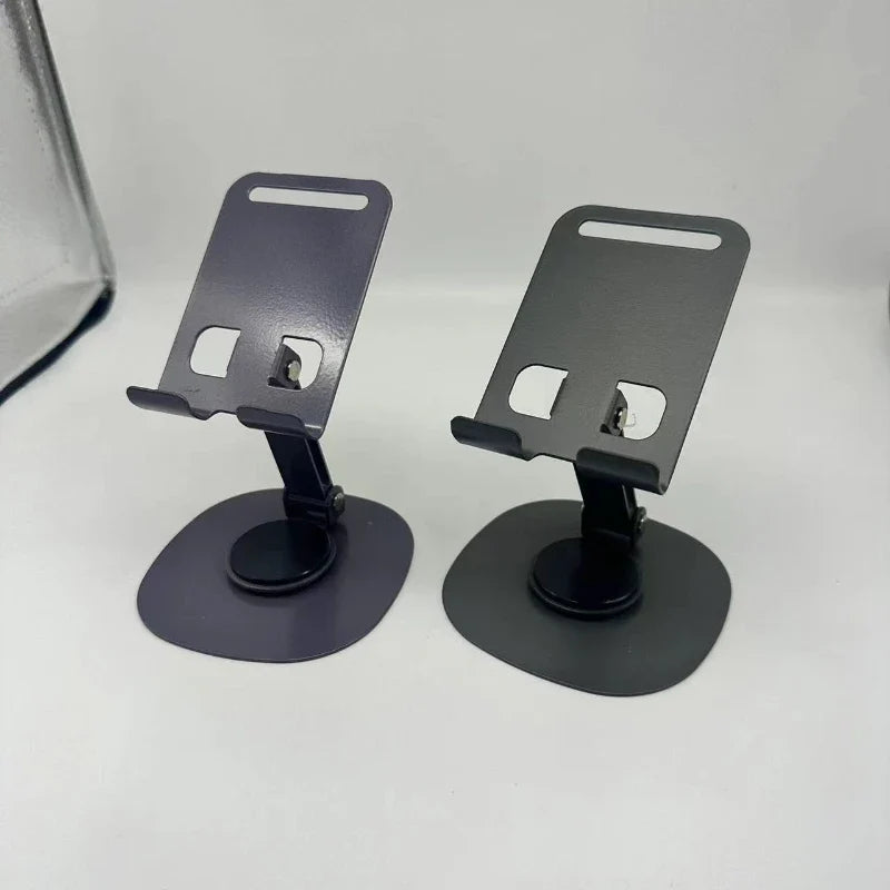 Carbon Steel Phone Stand – 360° Rotating Foldable Desk Mount