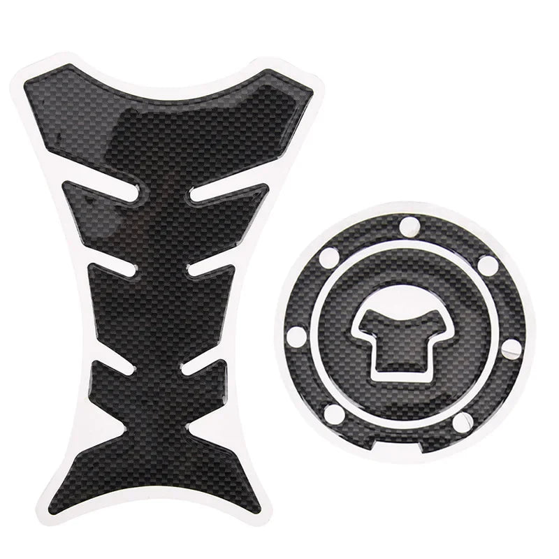 2Pcs Motorcycle 3D Carbon Fiber Fuel Tank Pad Protector Sticker