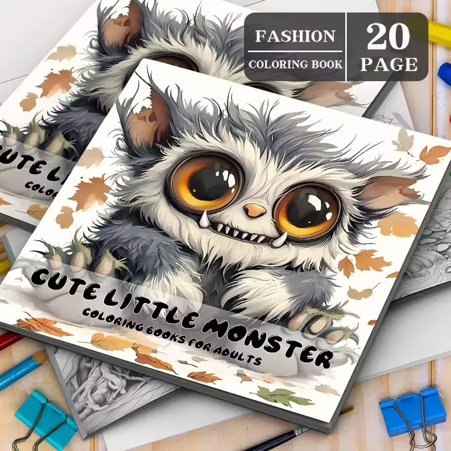 Little Monster Coloring Book 20 Pages Adult Picture Animals Drawings