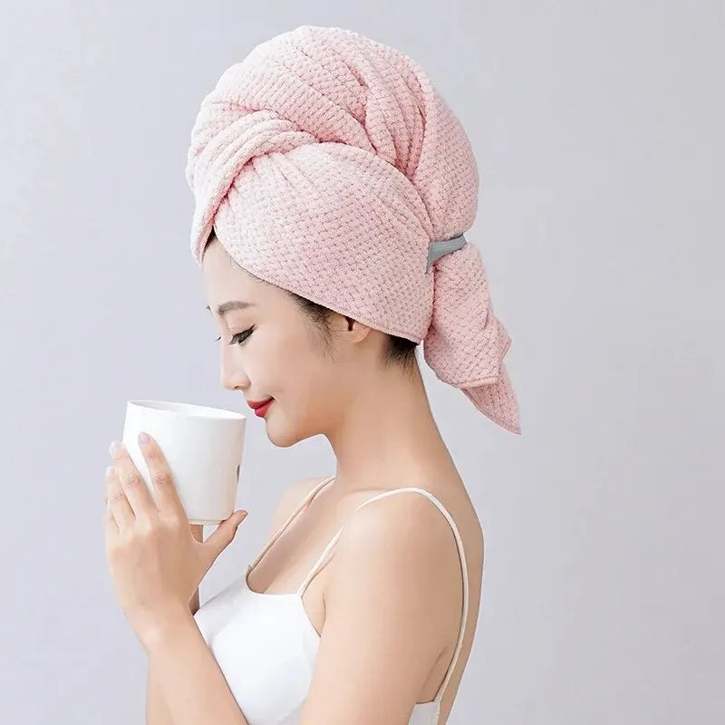 Extra Large Microfiber Hair Towel Wrap with Elastic Band