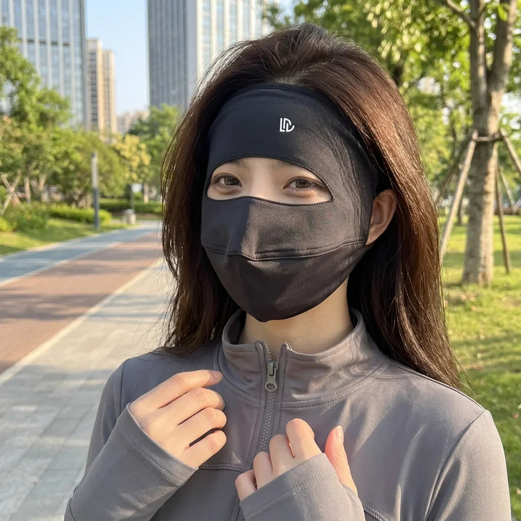 Ice Silk Sun Protection Mask Women UPF50+ Breathable Outdoor