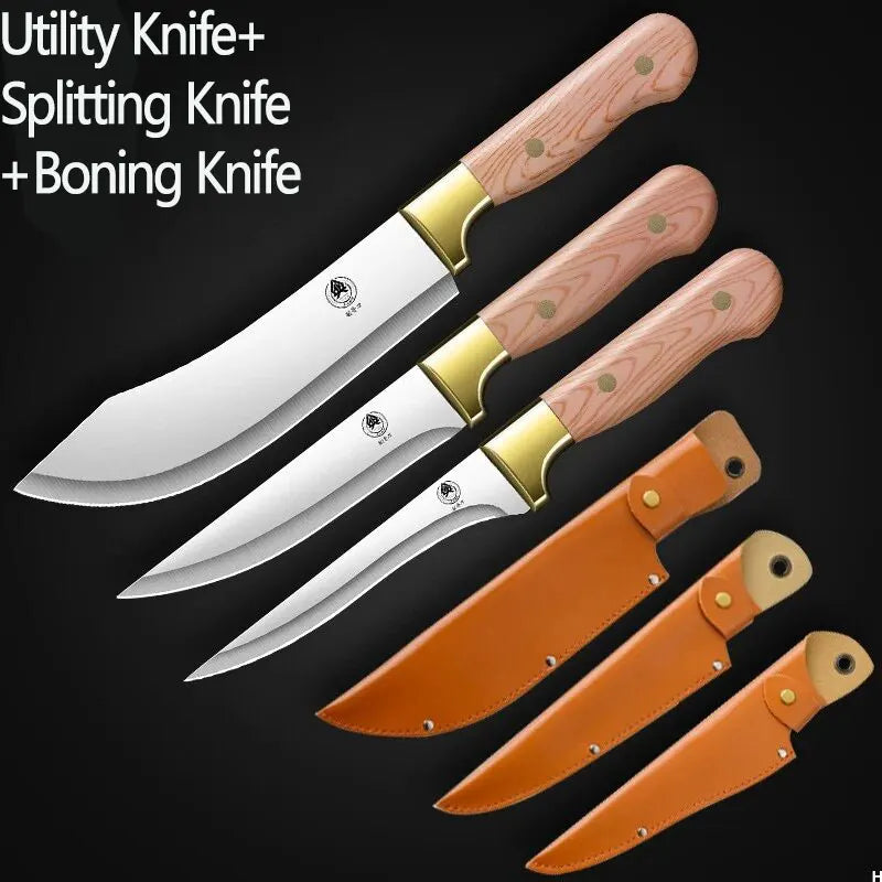 3-Piece Professional Kitchen Knife Set with Sheaths