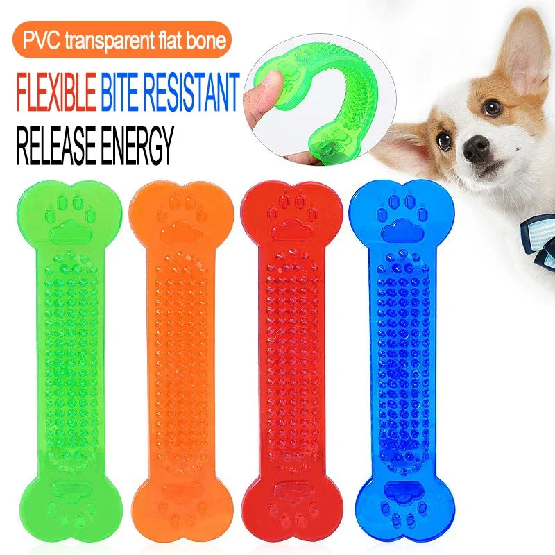 Indestructible Rubber Bone Chew Toy & Toothbrush for Dogs
