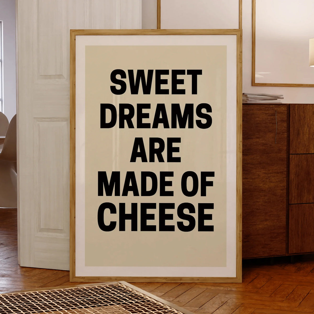 "Sweet Dreams Are Made Of Cheese" Funny Canvas Wall Art