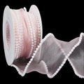 White Pearl Edge Sheer Wired Ribbon 40mm x 4.5m | Craft Ribbon