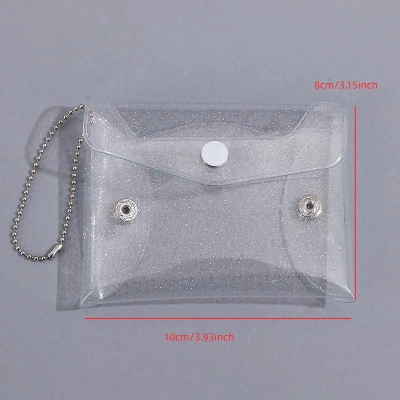 Mini Glitter PVC Clear Keychain Coin Purse & Card Wallet