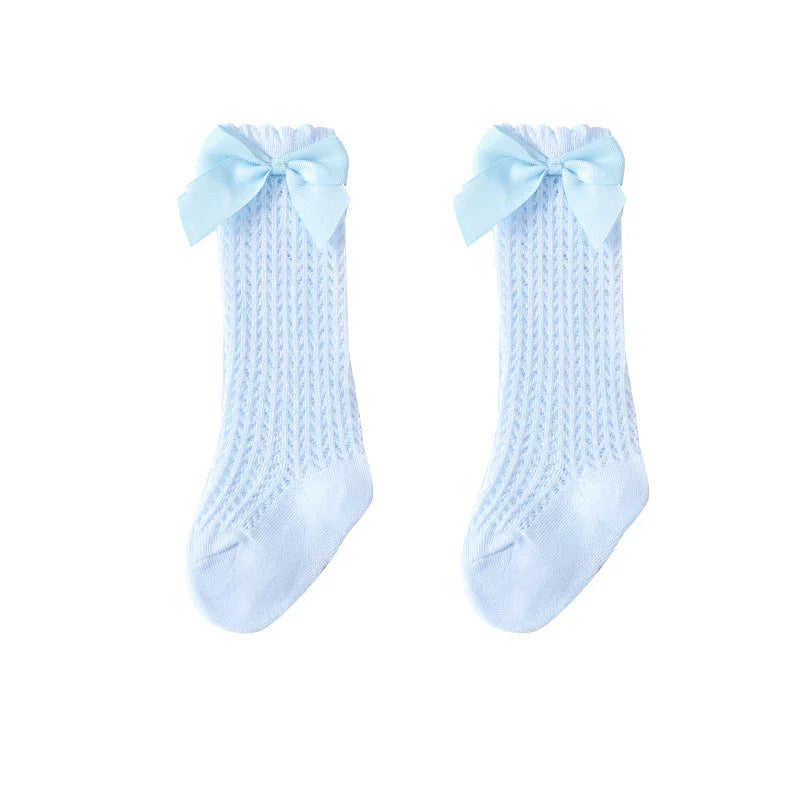 Baby Girl Bow Lace Knee High Socks | 0–24 Months Cotton