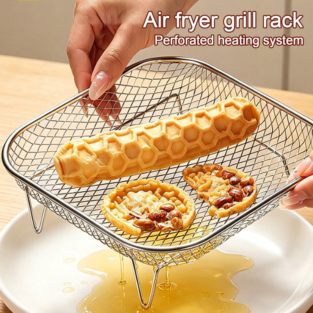 Air Fryer Rack Square Non-reversing Stackable Food Grade Mesh Basket