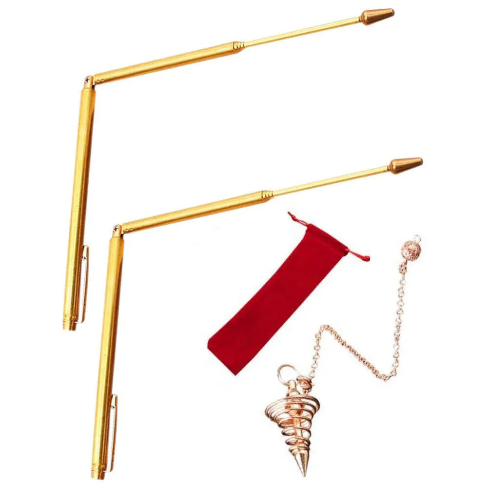 99.9% Copper Dowsing Rods & Pendulum Set – 3 or 4 Piece