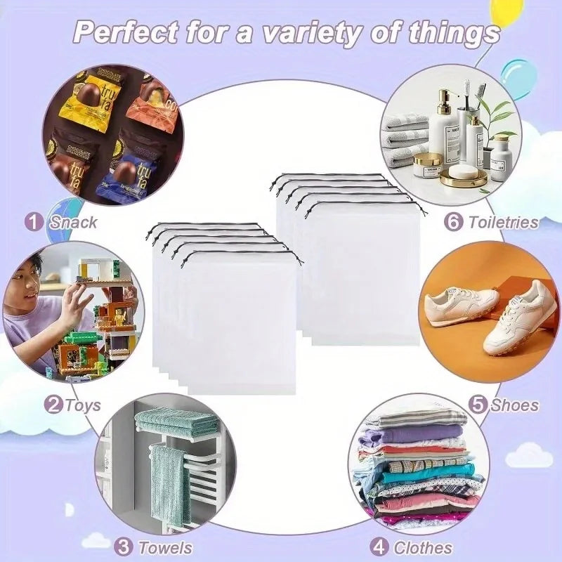 Waterproof Transparent Drawstring Storage Bags – 5/10/20 Pack