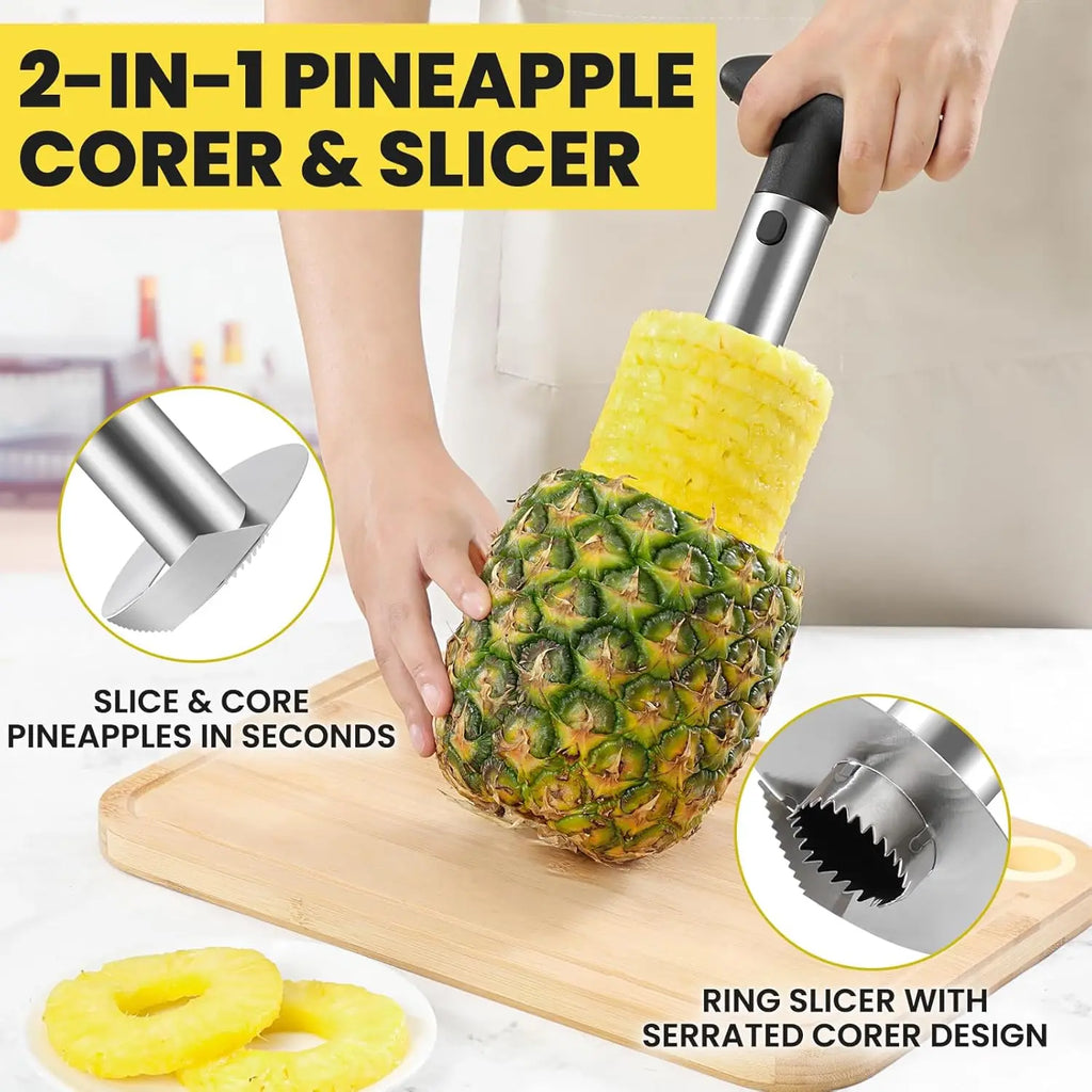 Stainless Steel Pineapple Corer & Slicer – Serrated Blade Tool