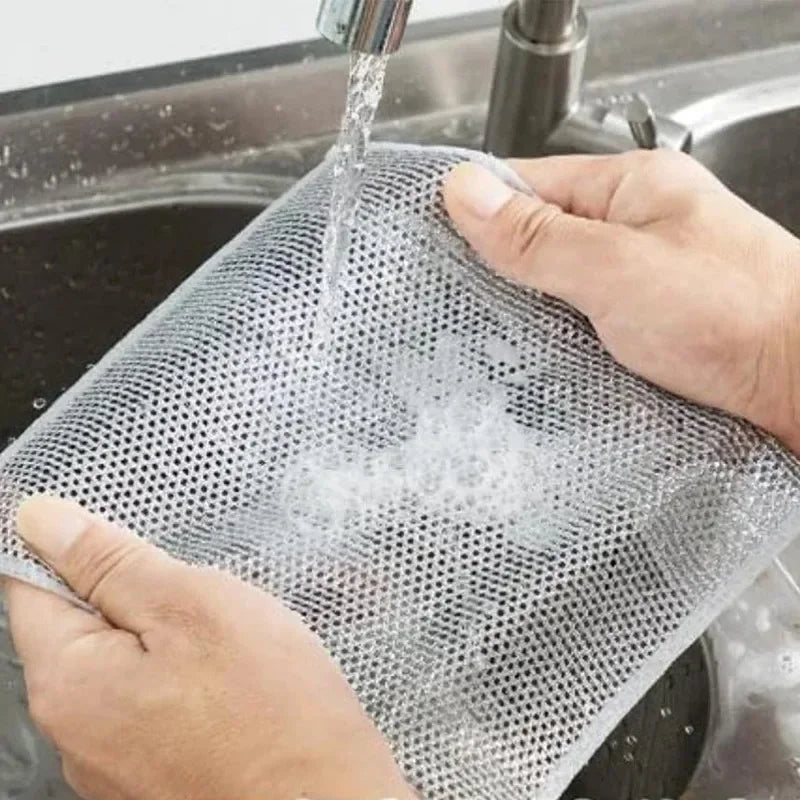 Steel Wire Microfiber Cleaning Cloth | Kitchen Scrubber Pad