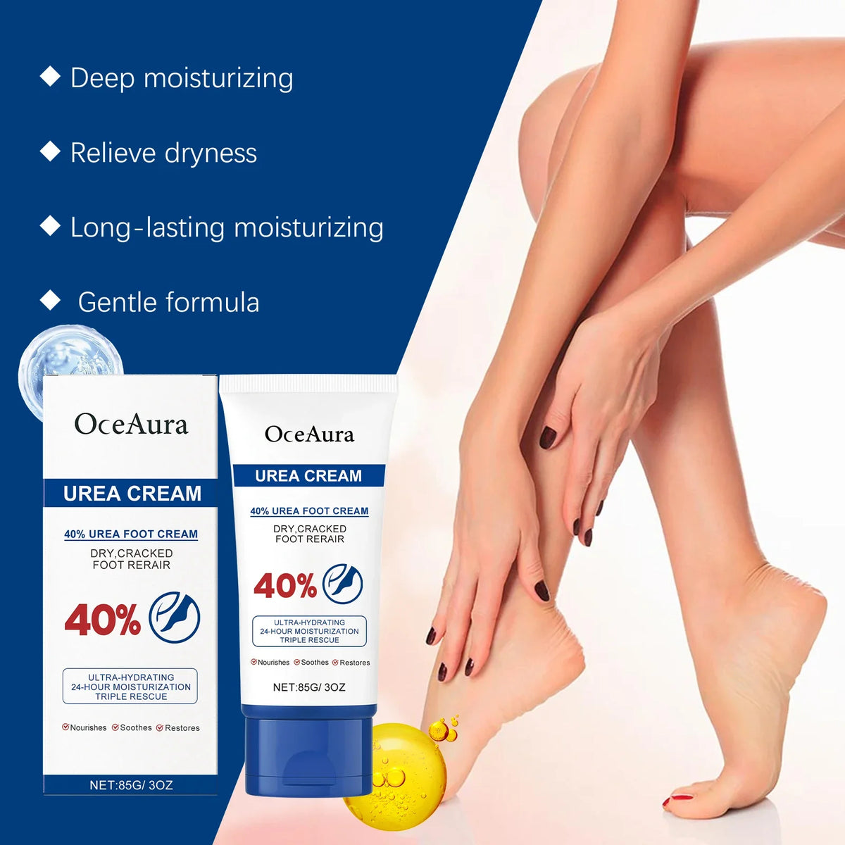OceAura 40% Urea Foot Cream – Deep Moisture & Soft Heels