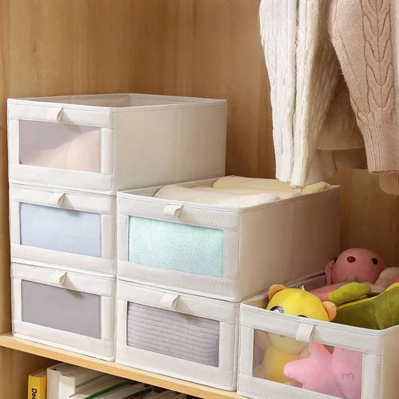 3-Pack Foldable Storage Boxes – Wardrobe & Clothes Organizer