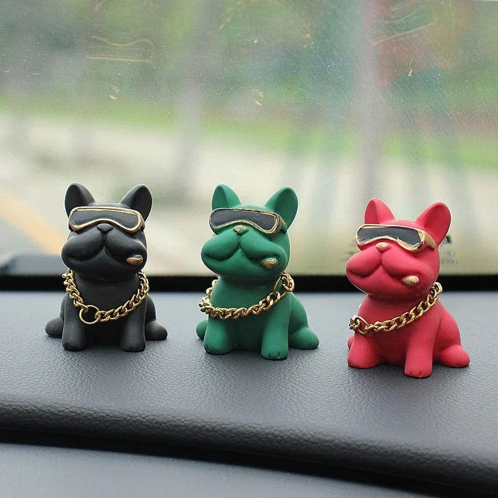 Car Ornaments Feel Comfortable Wear-resistant Green Bulldog Resin