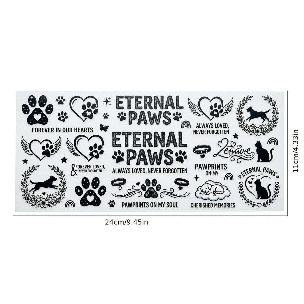 Pet Memorial UV Transfer Stickers | Paw Print Waterproof Decals