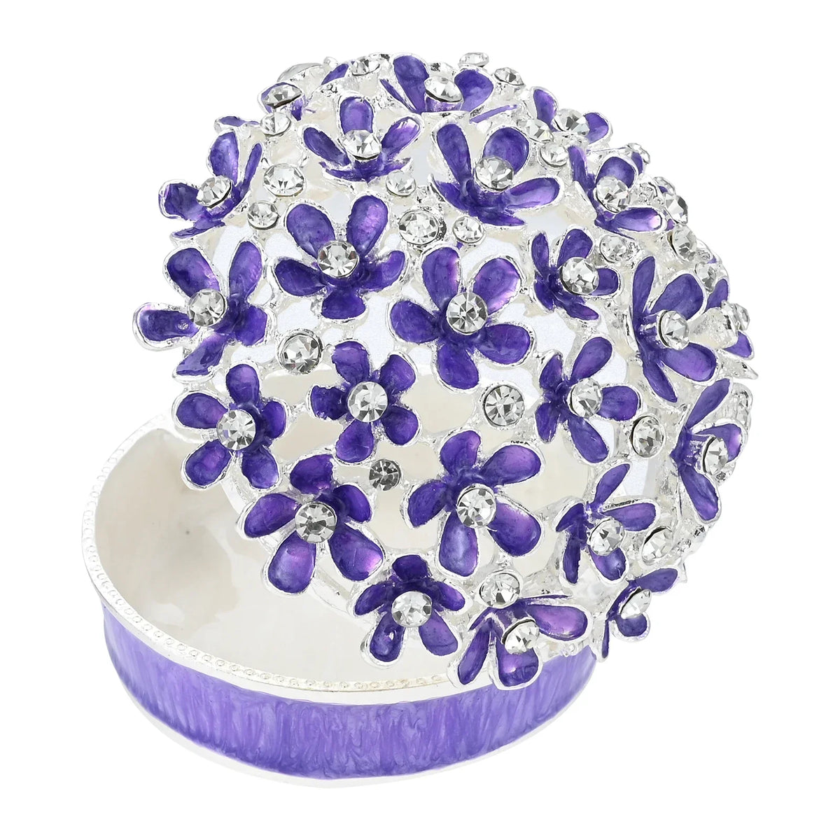 Purple Crystal Flower Jewelry Box | Magnetic Clasp Trinket Box