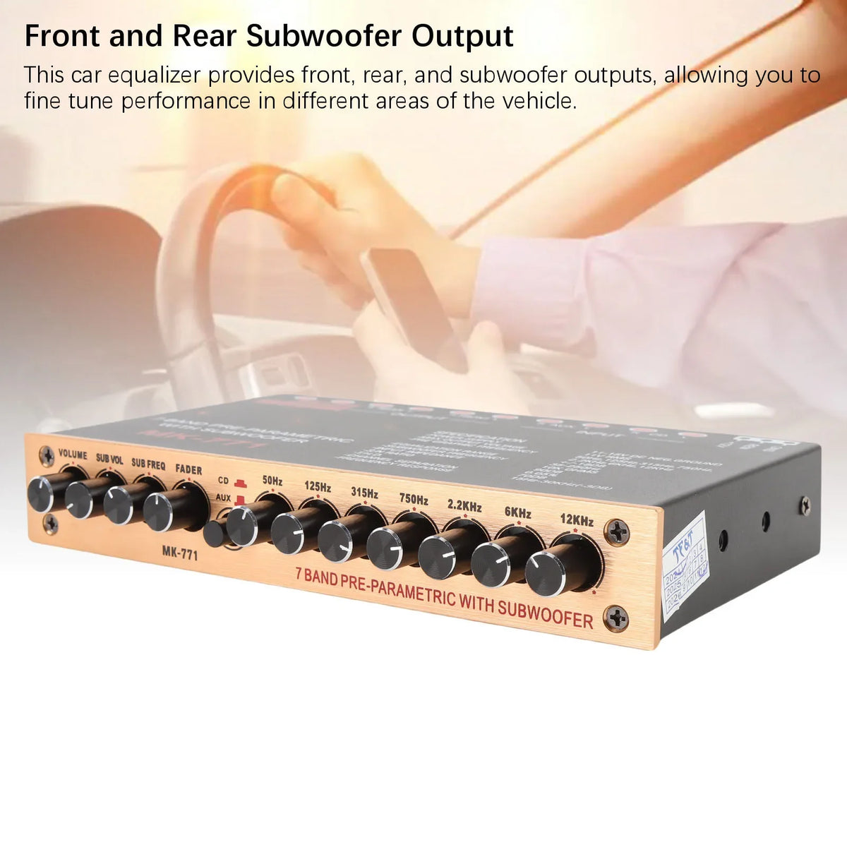 7-Band Car Graphic Equalizer | Front Rear Subwoofer Output